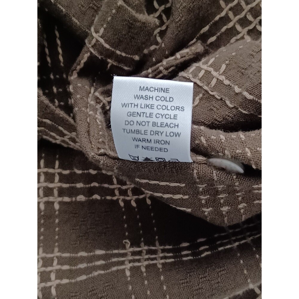 Todd Snyder Mens Beach Long Sleeve Brown Tile Geometric Henley Style Shirt Large - Picture 7 of 7
